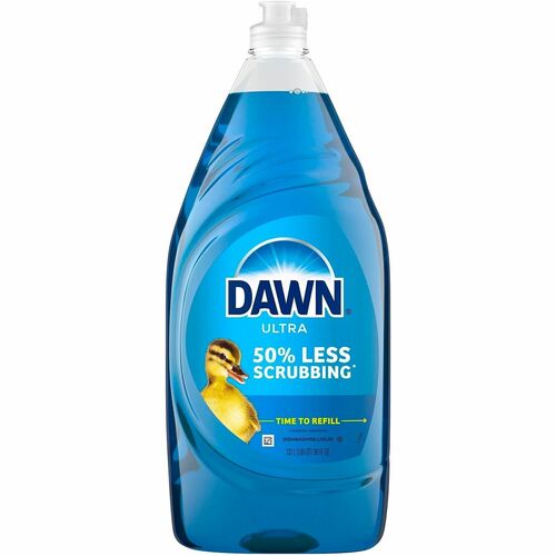Dawn Ultra Dish Liquid Soap - For Multipurpose - Liquid - 38 fl oz (1.2 quart) - Recommended For: Grease Remover, Oil Remover, Spill Remover, Grime Remover, Stain Remover - Blue - 8 / Carton