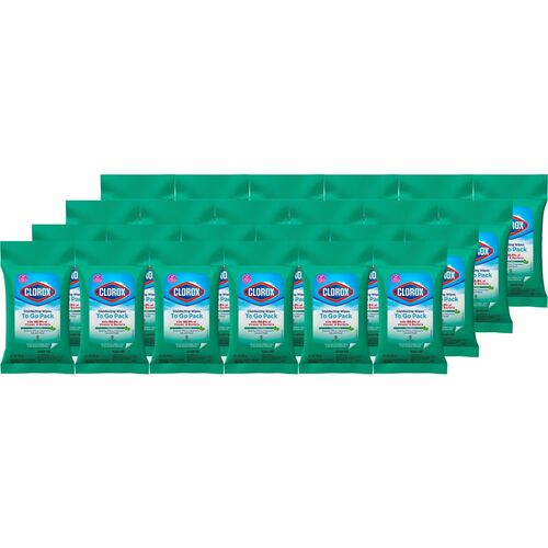 Clorox On The Go Bleach-Free Disinfecting Wipes - Ready-To-Use Wipe - Fresh Scent - 9 / Pack - 24 / Carton - White