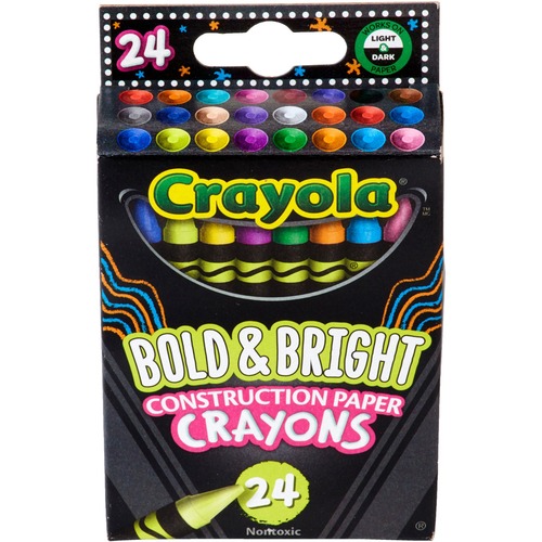 Crayola Construction Paper Crayons - Art, Paper, Cardboard - Recommended For 3+ Year x 3.60" Length - Assorted - Paper - 24 / Pack