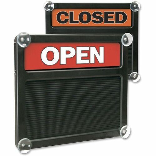 Headline Signs OPEN / CLOSED Letterboard Sign - 1 Each - Open/Closed Print/Message - 15" Width13" Depth - Rectangular Shape - Double Sided - Ultra Thin, Lightweight - Plastic - Black, Red, White