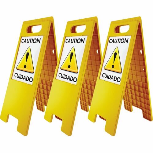 Headline Signs Customizable Tent Sign - 10.5" Width x 25.5" Height - 8.50" Holding Width x 11" Holding Height - Rectangular Shape - Double Sided - Heavy Duty - Plastic - Yellow - 3 / Carton