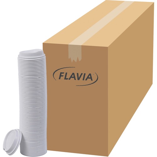 Flavia 10 oz Hot Beverage Paper Cup Lids - 1000 / Carton - White - Paper - Beverage, Hot Drink