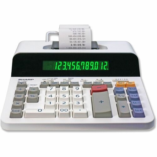 Sharp 12 Digit Thermal Printing Calculator - Thermal - 8 lps - LCD - White - 1 Each