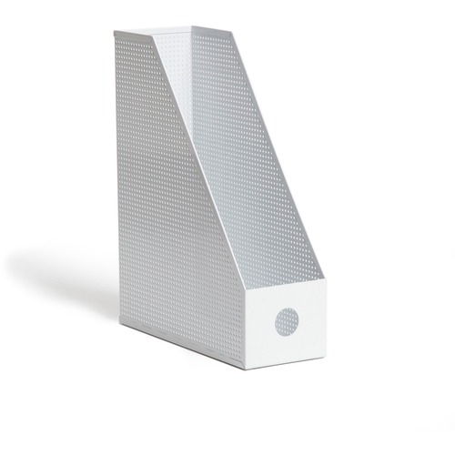 U Brands Modern Perforated Metal Magazine Holder - White - Metal - 1 Each