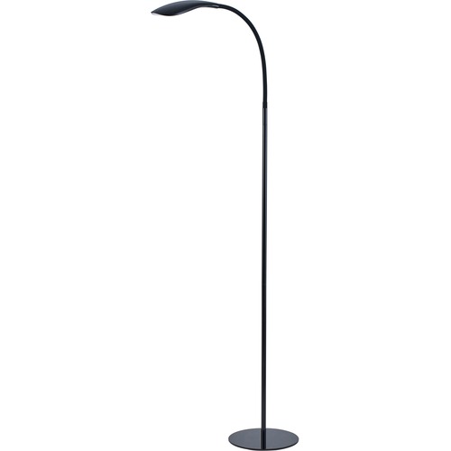 Bostitch Gooseneck Floor Lamp, Black - 72" Height - 12 W LED Bulb - Gooseneck, Flexible, Flicker-free, Glare-free Light, Eco-friendly, USB Charging - 480 lm Lumens - Floor-mountable, Desk Mountable - Black - for Room, Reading, Workspace, Studying, Home, O