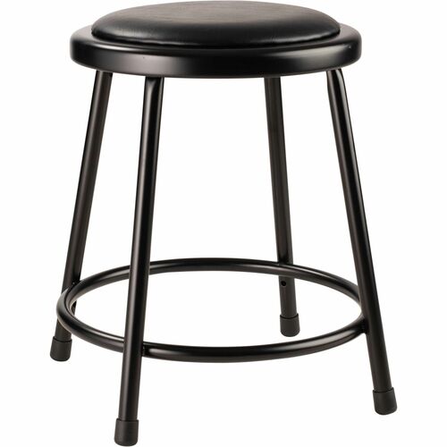 National Public Seating 6400 Series Heavy-Duty Padded Stools - Black Seat Color - Vinyl, Medium Density Fiber (MDF) Seat Material - Black Frame Color - Steel Frame Material - Four-legged Base - Black - Plush - 1 Each