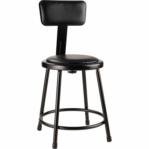 National Public Seating 6400 Series Heavy-Duty Padded Stools - Black Seat Color - Vinyl, Medium Density Fiber (MDF) Seat Material - Black Frame Color - Steel Frame Material - Four-legged Base - Black - Plush - 1 Each