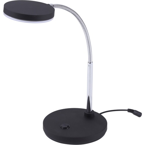 Bostitch Metal Gooseneck Desk Lamp, Black - LED Bulb - Polished Metal - Gooseneck, Flicker-free, Glare-free Light, Adjustable Head, Flexible Neck, Adjustable Brightness, Eco-friendly - Metal - Desk Mountable, Table Top - Black - for Desk, Table, Home, Off