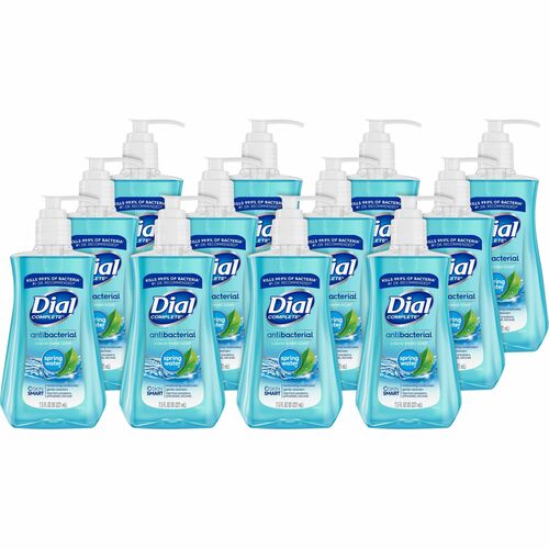 Dial Spring Antibacterial Hand Soap - Spring Water Scent - 7.5 fl oz (221.8 mL) - Bacteria Remover - Hand, Healthcare, School, Office, Restaurant, Daycare - Moisturizing - Antibacterial - Blue - 12 / Carton