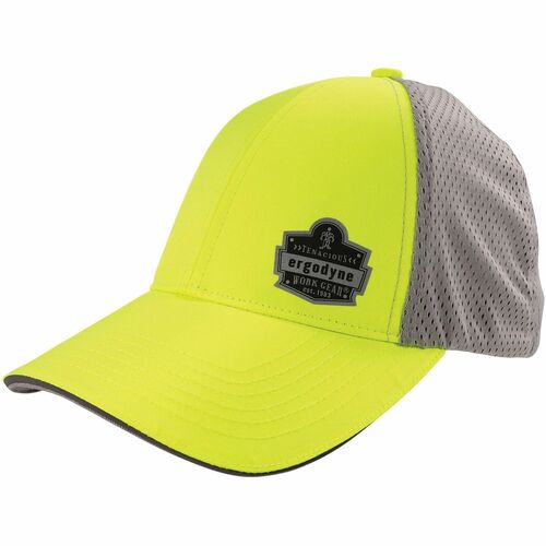 GloWear 8931 Hi-Vis Stretch-Fit Hats - Small (S)/Medium (M) Size - Fabric, Polyester, Cotton, Elastic - Lime