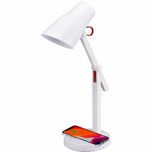 Bostitch Wireless Charging LED Desk Lamp, White - LED Bulb - Wireless Charging, Qi Wireless Charging, Touch Sensitive Control Panel, Color Temperature Setting, Dimmable, Automatic Off Timer, Flicker-free, Glare-free Light - Desk Mountable, Table Top - Whi