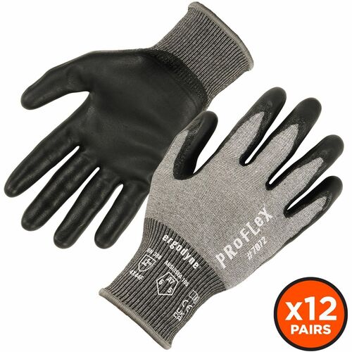 Ergodyne Nitrile-Coated Cut-Resistant Gloves - Dirt, Debris Protection - Nitrile Coating - Large Size - Nitrile - Gray - Machine Washable, Cut Resistant, Abrasion Resistant, Dual Layer, Non-slip Grip, Breathable, Comfortable Grip, Durable Grip, Snug Fit, 