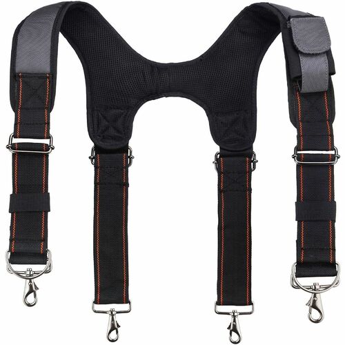 Ergodyne Arsenal 5560 Padded Tool Belt Suspenders - Adjustable - One Size - Gray - Nickel Plated, Polyester, Foam - 1 / Each
