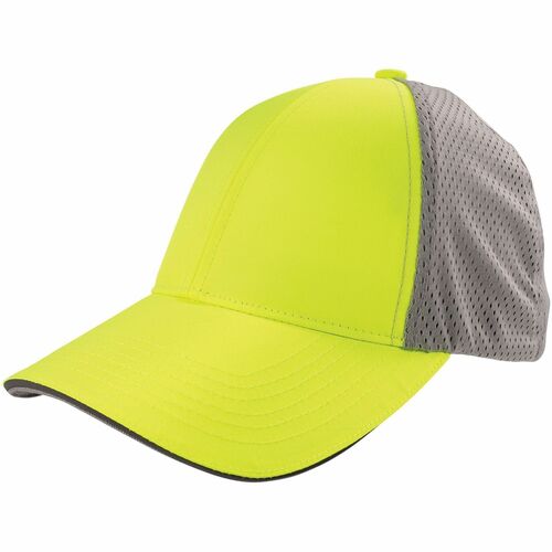 GloWear 8931 Hi-Vis Stretch-Fit Hats - Large (L)/Extra Large (XL) Size - Fabric, Polyester, Cotton, Elastic - Lime