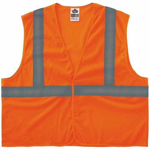 Ergodyne GloWear 8205HL Super Econo Mesh Vest - Recommended for: Construction, Transportation, Utility, Survey Crew, Railway Worker, Baggage Handling, Emergency, Warehouse, Distribution - Extra Small - Hook & Loop Closure - Polyester Mesh - Orange - High 