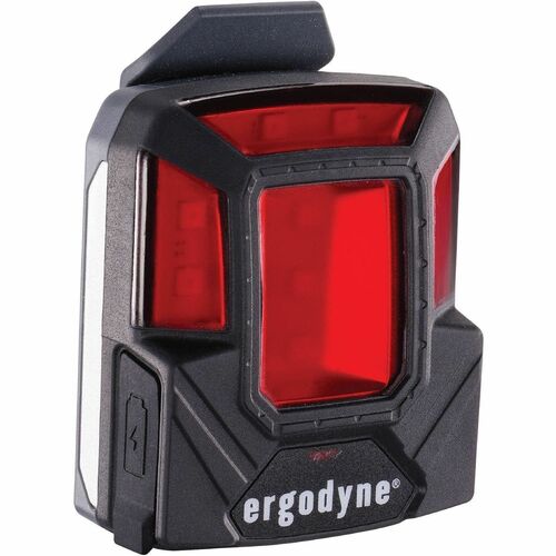 Ergodyne Skullerz 8993 Hard Hat Red Safety Light - LED - 22 lm Lumen - Battery Rechargeable - Battery - Drop Resistant, Water Resistant, Dust Resistant - Black - 1 Each
