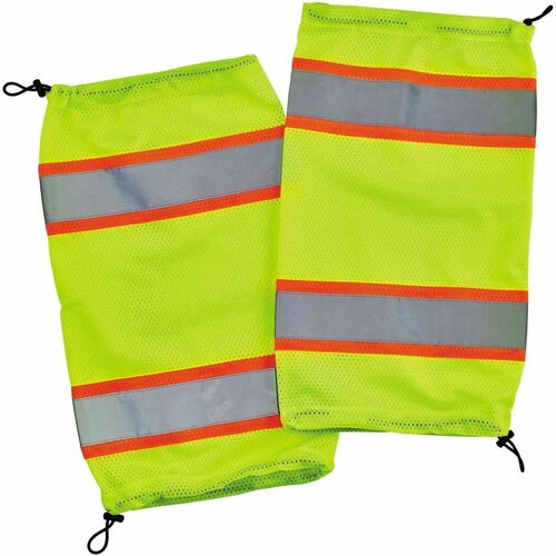 Ergodyne GloWear 8009 Hi-Vis Two-Tone Leg Gaiters - Recommended for: Running, Construction, Transportation, Baggage Handling, Outdoor, Biking - One Size - Visibility, Mud, Debris Protection - Cinch/Drawstring Closure - Polyester Mesh - Lime - High Visibil