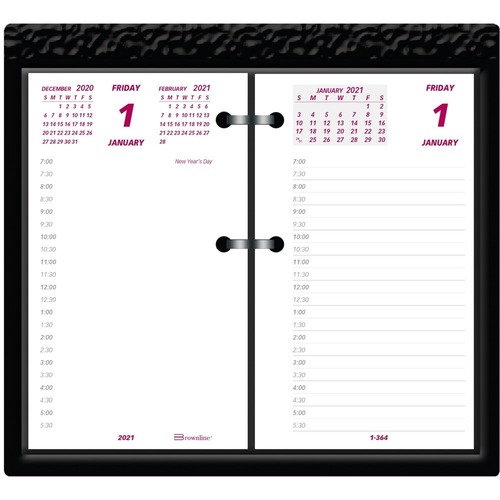 Brownline® Daily Calendar Refill, 6" x 3-1/2", Burgundy/White, January To December 2023, C2R - Daily - 12 Month - January 2023 - December 2023 - 7:00 AM to 5:30 PM - Half-hourly - 1 Day Double Page Layout - White Sheet - Desk - Paper - 6" He