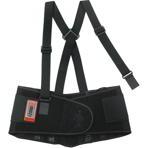 Ergodyne ProFlex 2000SF HP Back Support Brace - 5.51" to 8.50" Adjustable Height - 25" to 58" Waist Size - Black - Spandex, Mesh, Polypropylene, Latex