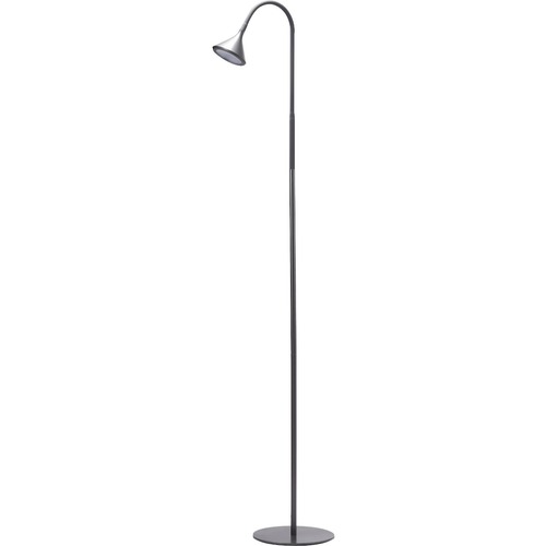 Black & Decker Gooseneck LED Floor Lamp 4.5W Grey - 58" (1473.20 mm) Height - 4.50 W LED Bulb - White - Gooseneck, Flicker-free, Flexible - 470 lm Lumens - Floor-mountable - Gray - for Home, Office