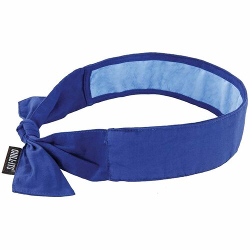 Ergodyne Chill-Its 6700CT Cooling Bandana - Solid Blue - Polyvinyl Alcohol (PVA), Cotton