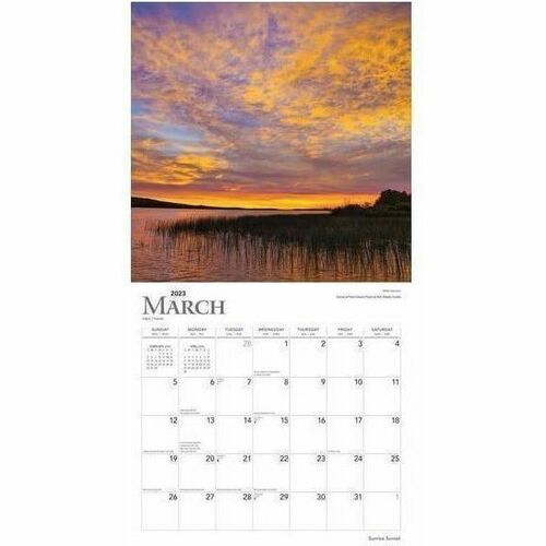Brown Trout Scenic Monthly Wall Calendar, 12" x 12" , Sunrise Sunset, January To December 2023 - Medium - Regular - Monthly - January 2023 to December - 12" x 12" Sheet Size - Multicolor Sheet - Stapled - Wall Mount - 12" Height x 12" Width