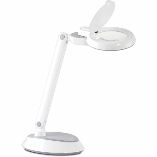 OttLite Space-Saving LED Magnifier Desk Lamp - 14.8" x Height 7.9" Width - 4.40 W LED Bulb - ClearSun LED, Glare-free Light, Adjustable Head, Foldable, Energy Saving, Adjustable Arm, Touch-activated - 324 lm Lumens - Desk Mountable - White - for Desk, Cra