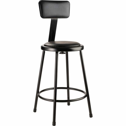 National Public Seating 6400 Series Heavy-Duty Padded Stools - Black Seat Color - Vinyl, Medium Density Fiber (MDF) Seat Material - Black Frame Color - Steel Frame Material - Four-legged Base - Black - Plush - 1 Each