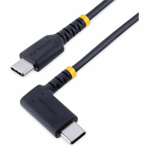 StarTech.com 1ft (30cm) USB C Charging Cable Right Angle, 60W PD 3A, Heavy Duty Fast Charge USB-C Cable, Durable Rugged Aramid Fiber - 1ft (30cm) USB C to right-angled USB type-C charging cable for convenient peripheral connection - Up to 60W Power Delive