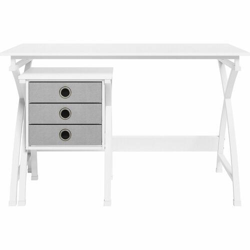 Realspace® X-Cross 48"W Computer Desk With File Cabinet, White, ODUSBTSXDFW2 - Rectangle Top - Transitional Style - 3 Drawers - 29.50" Height x 47.60" Width x 22" Depth - Assembly Required - White, Silver - Metal - 1 Each