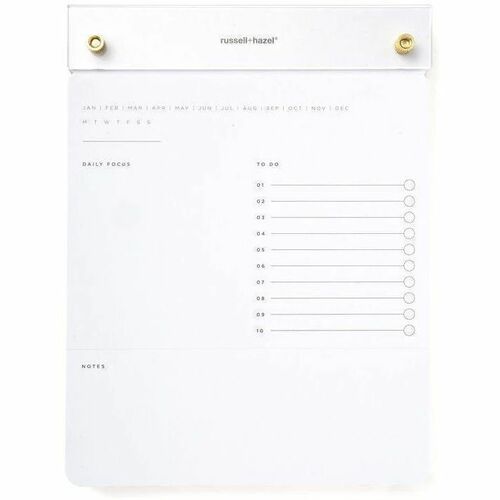 russell+hazel Acrylic Drafters Tablet Notepad - Daily - 6 3/8" x 8 3/8" Sheet Size - 2 x Holes - Gummed - Desktop - Acrylic - Micro Perforated, Removable, To-do List, Easy Tear, Perforated Sheet - 1