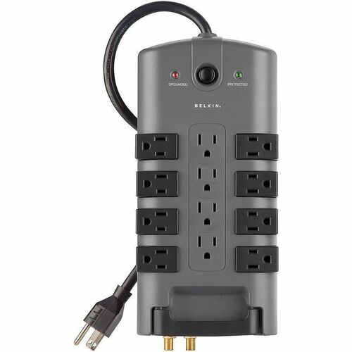 Belkin 12-Outlets Surge Suppressor/Protector - 12 x AC Power - 1.88 kVA - 4320 J - 120 V AC Input - Coaxial Cable Line, Phone/Fax/Modem/DSL - 8 ft