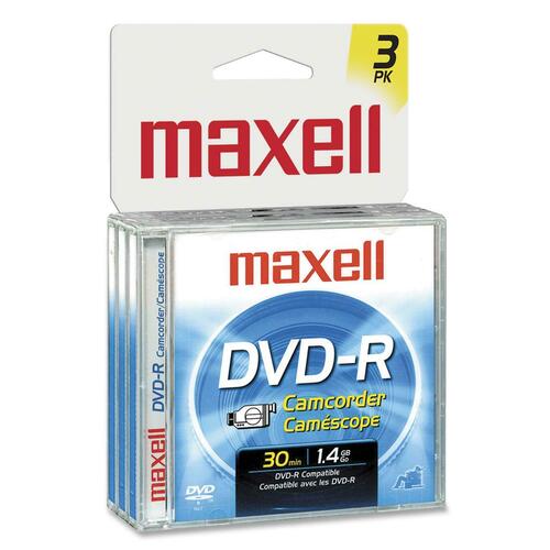 Maxell DVD Recordable Media - DVD-R - 1.40 GB - 3 Pack Jewel Case - 80mm Mini - 30 Minute Maximum Recording Time