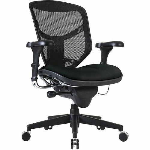 WorkPro® Quantum 9000 Series Ergonomic Mesh/Antimicrobial Vinyl Mid-Back Chair, Black/Black, BIFMA Compliant - Black Seat Color - Fabric, Vinyl Seat Material - Mesh Back Material - Black Frame Color - Mid Back - Armrest - 1 Each