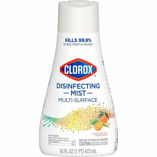 Clorox Disinfecting, Sanitizing, and Antibacterial Mist - 16 fl oz (0.5 quart) - Lemongrass Mandarin Scent - Non-aerosol, Bleach-free - White - 1 Each