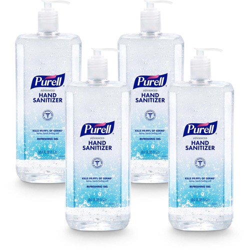 PURELL® Advanced Hand Sanitizer Gel - 50.7 fl oz (1500 mL) - Pump Bottle Dispenser - Kill Germs - Hand, Classroom, Reception, Outdoor, Medical - Clear - Paraben-free, Phthalate-free, Preservative-free, Anti-irritant - 4 / Carton