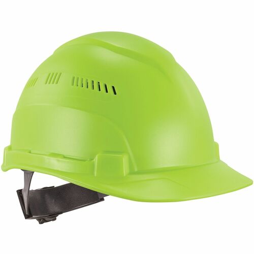 Ergodyne 8966 Lightweight Cap-Style Hard Hat - Recommended for: Head, Construction, Oil & Gas, Forestry, Mining, Utility, Industrial - Sun, Rain Protection - Strap Closure - High-density Polyethylene (HDPE) - Lime - Lightweight, Cap Style, Adjustable Ratc