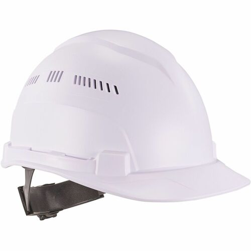 Ergodyne 8966 Lightweight Cap-Style Hard Hat - Recommended for: Head, Construction, Oil & Gas, Forestry, Mining, Utility, Industrial - Sun, Rain Protection - Strap Closure - High-density Polyethylene (HDPE) - White - Lightweight, Cap Style, Adjustable Rat