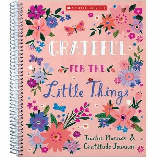 Scholastic Undated Gratitude Teacher Monthly Planner, 5"W x 11"D, Pink, July To June, 9781338617962 - Large - Undated - 5" x 11" Sheet Size - Assorted Sheet - Spiral Bound - Pink Cardstock Cover - 11" Height x 10.4" Width - International Holiday