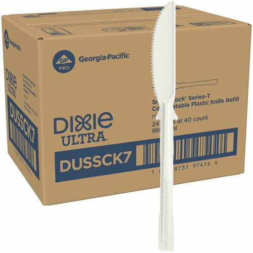 Dixie Ultra® SmartStock Cutlery Set - Knife - Knife - Food - Disposable - Plastic, Crystallized Polylactic Acid (CPLA) - Natural Beige - 960 / Case