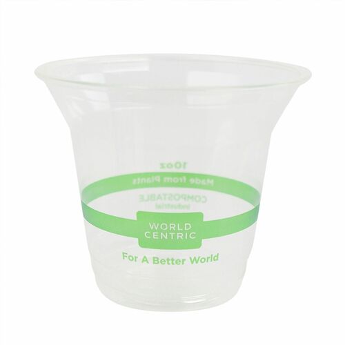World Centric Compostable Clear Cold Cups - 10 fl oz - Clear - Polylactic Acid (PLA) - Cold, Cafe, Restaurant, Cold Drink, Iced Coffee, Iced Tea, Smoothie, Water - 20 / Carton