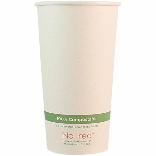 World Centric Compostable NoTree Paper Hot Cups - 20 fl oz - Beige - Paper - Hot Drink, Cafe, Restaurant, Tea, Coffee, Hot Chocolate, Cafeteria - 20 / Carton