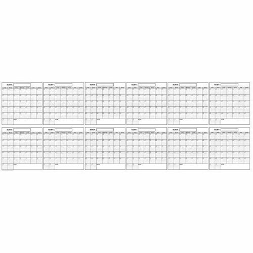 SwiftGlimpse Yearly Wall Planner, 36" x 100" , Black/White, Undated - Large - Undated - Tapebound - Wall Mount - 36" Height - Erasable