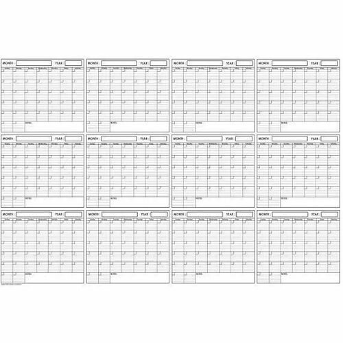 SwiftGlimpse Yearly Wall Calendar Planner, 36" x 48" , Black/White, Undated - Large - Undated - Tapebound - 36" Height - Erasable