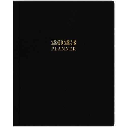 Day Designer Weekly/Monthly Planning Calendar, 8” x 10”, Black, January To December 2023, 138793 - Medium Size - Weekly, Monthly - 12 Month - January 2023 - December 2023 - 1 Week, 1 Month Double Page Layout - 10" x 8" White Sheet - Book Bound