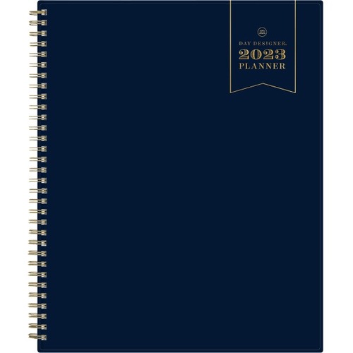 Day Designer Weekly/Monthly Planning Calendar, 8-1/2” x 11”, Navy, January To December 2023, 141225 - Medium Size - Weekly, Monthly - 12 Month - January 2023 - December 2023 - 1 Week, 1 Month Double Page Layout - 11" x 8 1/2" White Sheet - Wir