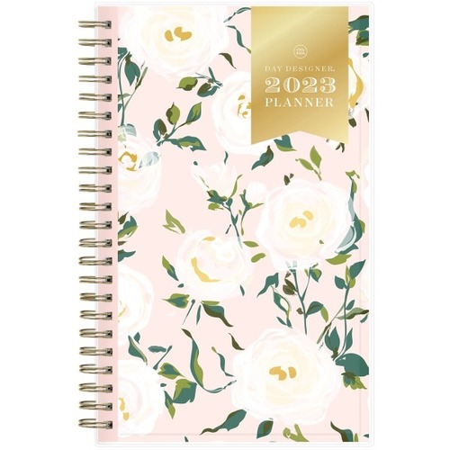 Day Designer Weekly/Monthly Planning Calendar, 5” x 8”, Coming Up Roses Blush, January To December 2023, 140094 - Small Size - Weekly, Monthly - 12 Month - January 2023 - December 2023 - 1 Week, 1 Month Double Page Layout - 5" x 8" White Sheet