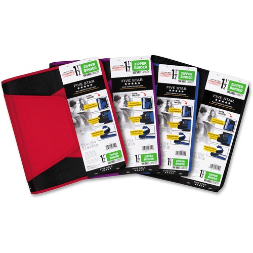 Mead Zipper Binder - 500 Sheet Capacity - 3 x Ring Fastener(s) - 3 Pocket(s) - Multi-colored - Zipper Closure, Wear Resistant, Tear Resistant, Durable, Expandable