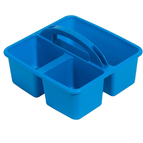Deflecto Antimicrobial Kids Storage Caddy - 3 Compartment(s) - 5.3" Height x 9.4" Width x 9.3" Depth - Antimicrobial, Lightweight, Portable, Mold Resistant, Mildew Resistant, Durable, Washable, Stackable - Blue - Polypropylene - 1 Each