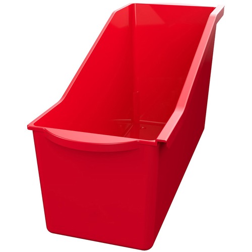 Deflecto Antimicrobial Kids Book Bin - 7.4" Height x 14.2" Width x 5.3" Depth - Antimicrobial, Lightweight, Portable, Mold Resistant, Mildew Resistant, Stackable, Handle - Red - Polypropylene - 1 Each